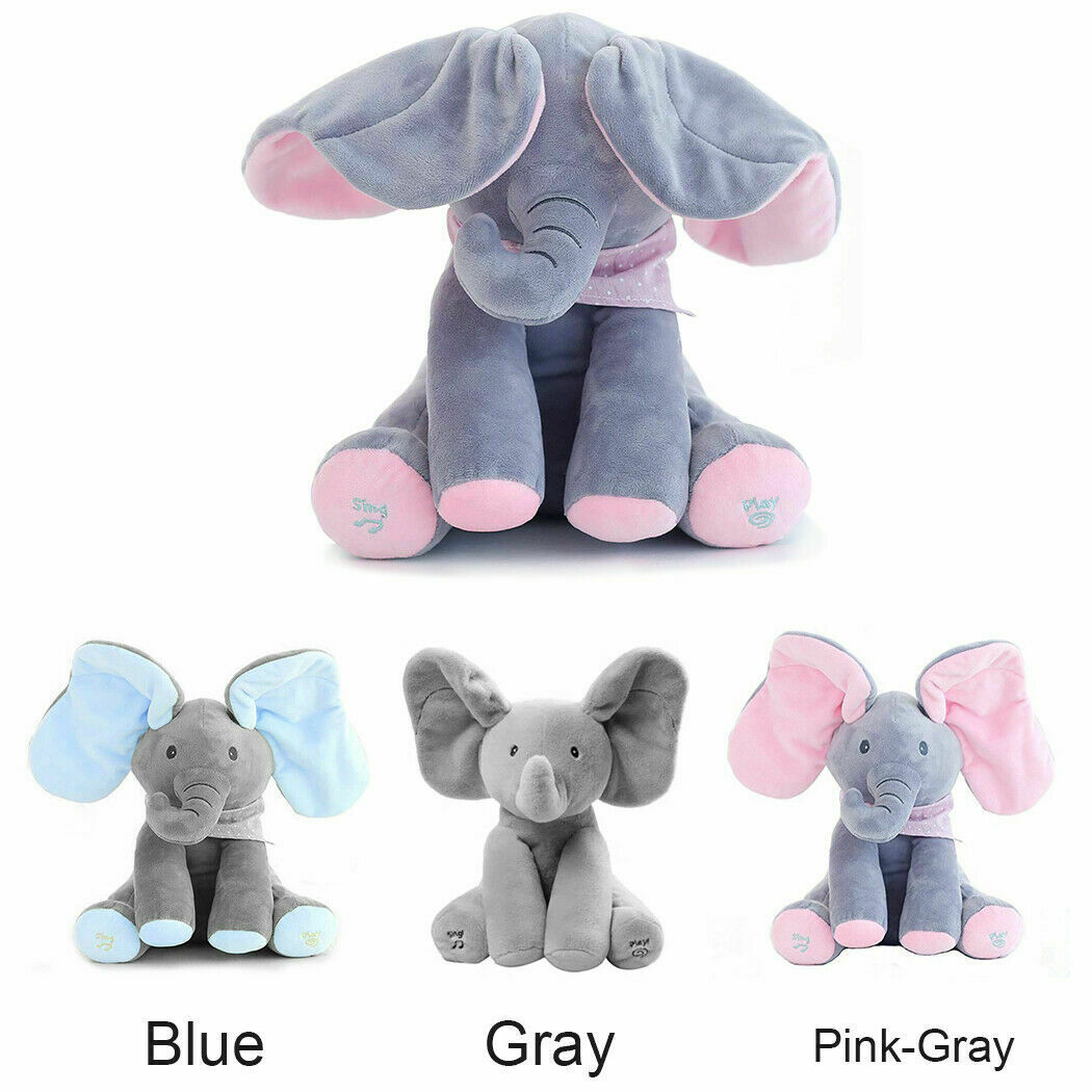 Elephant Toys Will Sing with Music Elephant Cover Eyes Baby Elephant Doll Children Accompanying Toy Plush Toy Peekaboo Elephant